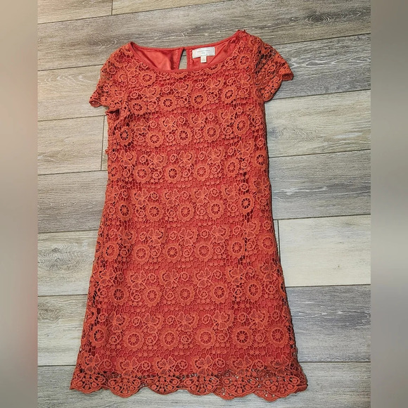 Anthropologie Moulinette Soeurs orange  lace mini sheath dress - Picture 7 of 8